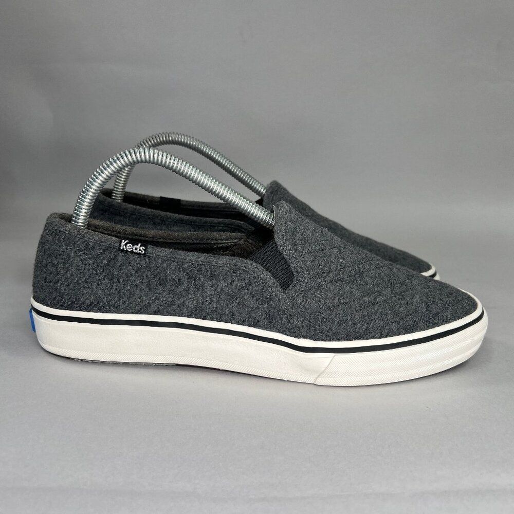 Keds Double Decker Shoes Women's Size 8.5 Gray Quilted Fabric Slip On Sneakers